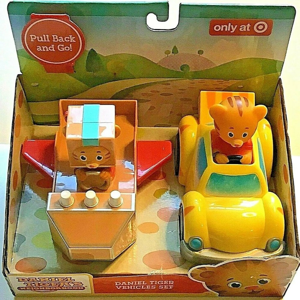 Daniel Tiger's Neighborhood Toy Vehicle Set Pull Back & Go Toys Car & Rocket New